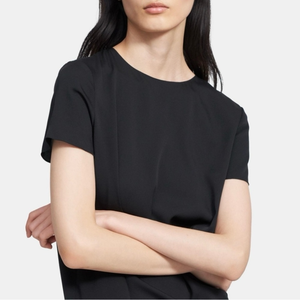 Theory EUC Black Fitted Crew Neck Top - Picture 4 of 6